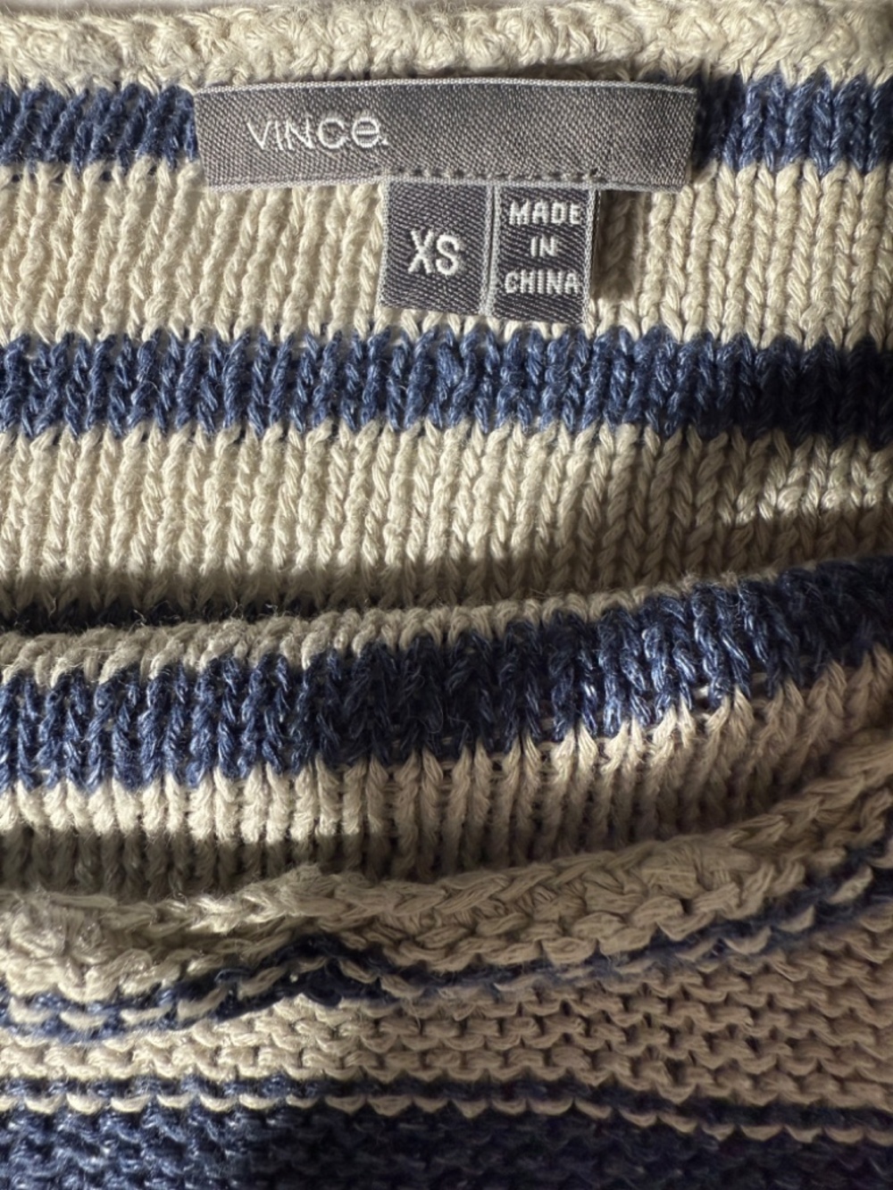 Vince Striped Boat Neck Knit Sweater XS Blue & Oatmeal - Picture 3 of 3